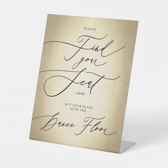 Kalligrafie-Skript Sitzensehen finden Sockelschild (Vorderseite)