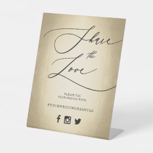 Kalligrafie-Skript teilen Sie die Liebe-Hochzeitss Sockelschild