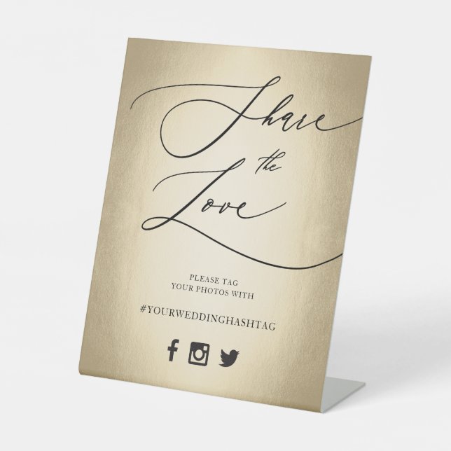 Kalligrafie-Skript teilen Sie die Liebe-Hochzeitss Sockelschild (Vorderseite)