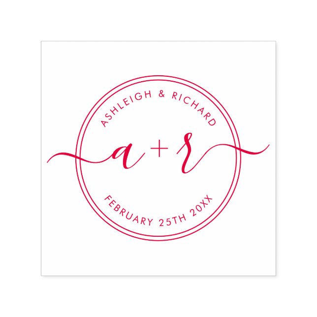 Kalligrafie-Skriptinitialen, die das Datum speiche Permastempel (Design)