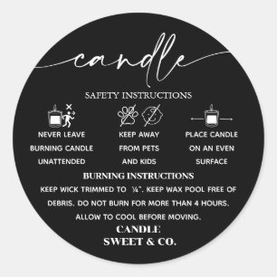 Kalligrafie-Skriptwarnung Schwarz-Weiß-Kerze Runder Aufkleber