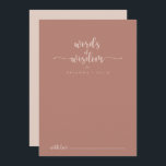 Kalligrafie Terracotta Hochzeitssätze der Weisheit Hinweiskarte<br><div class="desc">Diese kalligraphische Terracotta Hochzeitsworte der Weisheitsratenkarte ist perfekt für eine rustikale Hochzeit. Das einfache und elegante Design zeichnet sich durch klassische und extravagante Schriftzeichen aus. Diese Karten sind ideal für Hochzeiten, Brautparty, Babydusche, Graduiertenfest u.v.m. Personalisieren Sie die Karten mit den Namen der Braut und Bräutigam, den Eltern, die Sie werden...</div>