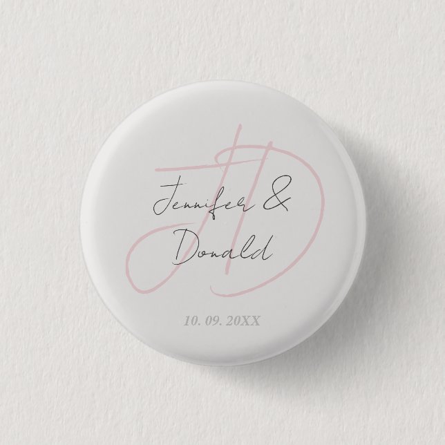 Kalligrafie trendige klassische Schrift Monogramm Button (Vorderseite)