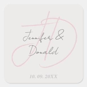 Kalligrafie trendige klassische Schrift Monogramm Quadratischer Aufkleber