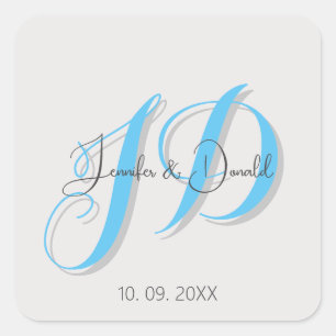 Kalligrafie trendige klassische Schrift Monogramm Quadratischer Aufkleber