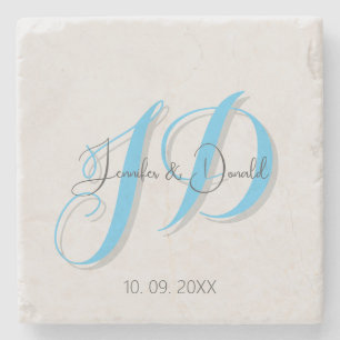 Kalligrafie-trendige klassische Schrift-Monogramm Steinuntersetzer