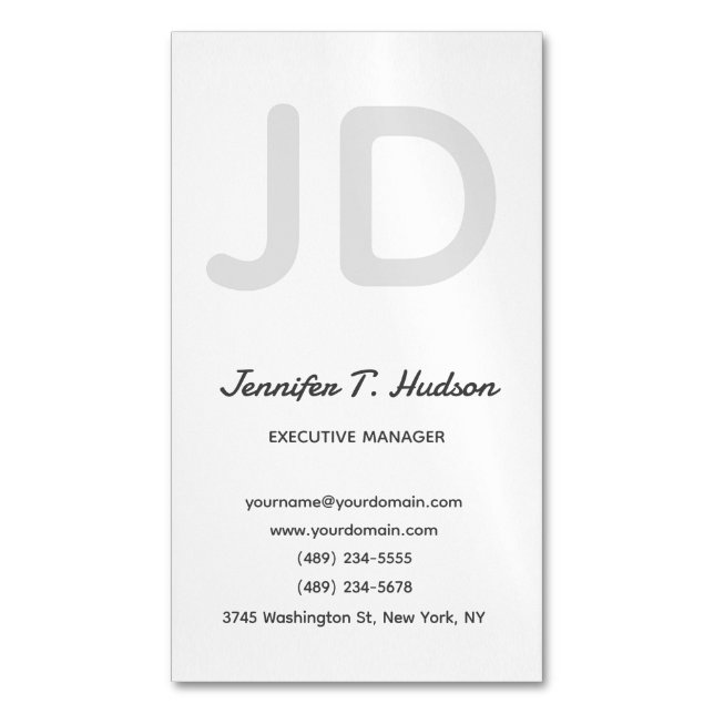 Kalligrafie trendy klassische Skriptmonogramm grau Magnetische Visitenkarte (Vorderseite Vertikal)