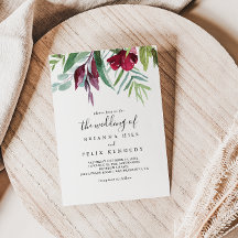 Kalligrafie tropisch gefärbt Blumen die Hochzeit v