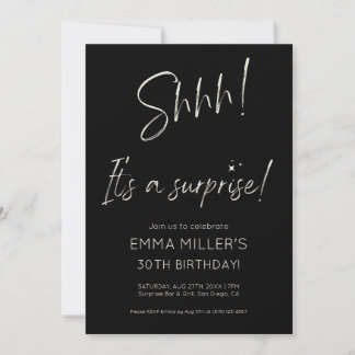 Kalligrafie-Überraschungsgeburtstag Minimalistisch Einladung