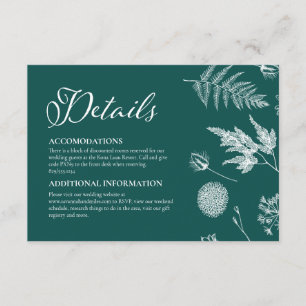 Kalligrafie und Aquamarine Blumenhochzeit Begleitkarte