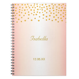 Kalligrafie und Goldkonfetti auf Rose Gold Notizblock