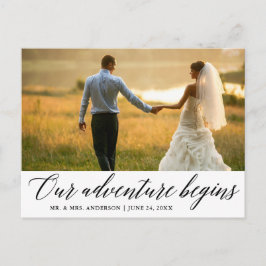 Kalligrafie Unser Abenteuer beginnt Hochzeit Postkarte