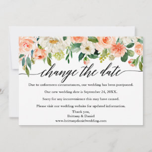Kalligrafie verändert das Datum der Korallenfloral Save The Date