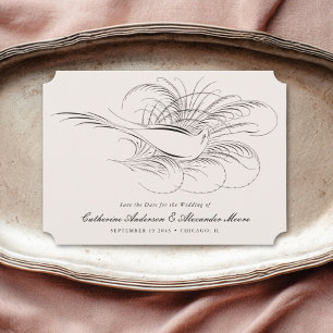Kalligrafie Vogel Vintage-Illustration Hochzeit Save The Date