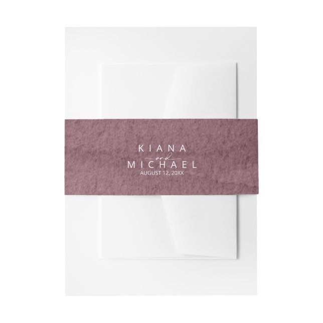Kalligrafie Wedding Mauve ID771 Einladungsbanderole (Vorderseite Beispiel)