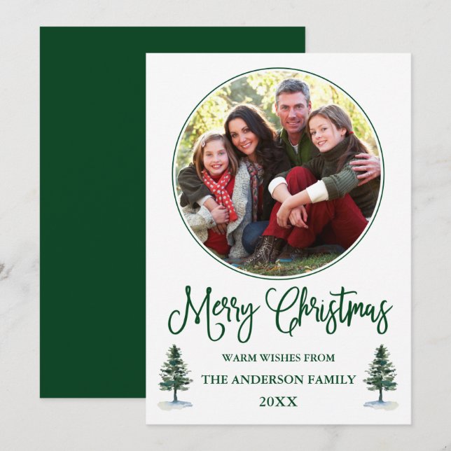 Kalligrafie Weihnachten Runde Foto Rahmen Green Pi (Vorne/Hinten)