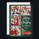Kalligrafie Weihnachtsmann Grünes Holz 4 Foto Feiertagskarte<br><div class="desc">Moderne Fun Calligrafie Drehbuch Frohe Weihnachten 4 Foto Weihnachtskarte - Aquarell Vintager Truck mit Christbaum - Rustikales Land Grünes Holz</div>