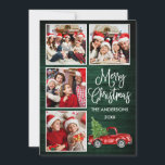 Kalligrafie Weihnachtsmann Grünes Holz 4 Foto Feiertagskarte<br><div class="desc">Moderne Fun Calligrafie Drehbuch Frohe Weihnachten 4 Foto Weihnachtskarte - Aquarell Vintager Truck mit Christbaum - Rustikales Land Grünes Holz</div>