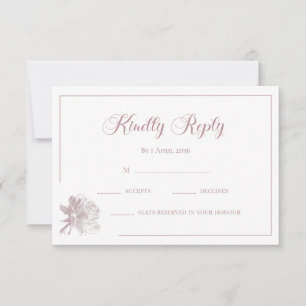Kalligrafie Weiß Rosa Blüten Hochzeit RSVP Mitteilungskarte