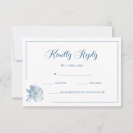 Kalligrafie Weiße Staubblaue Florale RSVP Hochzeit Mitteilungskarte