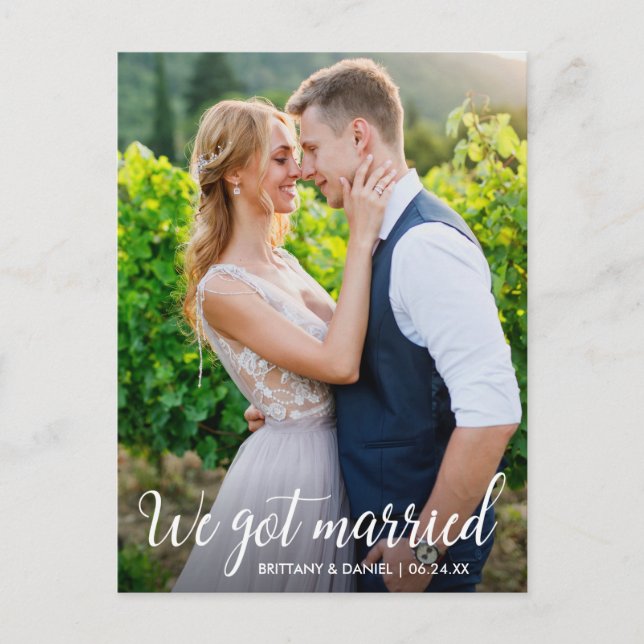 Kalligrafie Wir Got Verheiratetes Hochzeitsslippen Postkarte (Vorderseite)
