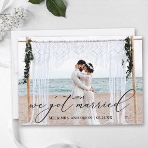 Kalligrafie Wir haben geheiratet Foto Hochzeitskar Dankeskarte