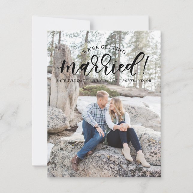 Kalligrafie Wir werden Save the Date heiraten (Vorderseite)