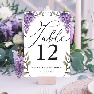 Kalligrafie Wisteria Grün Wasserfarbe Hochzeit Tischnummer