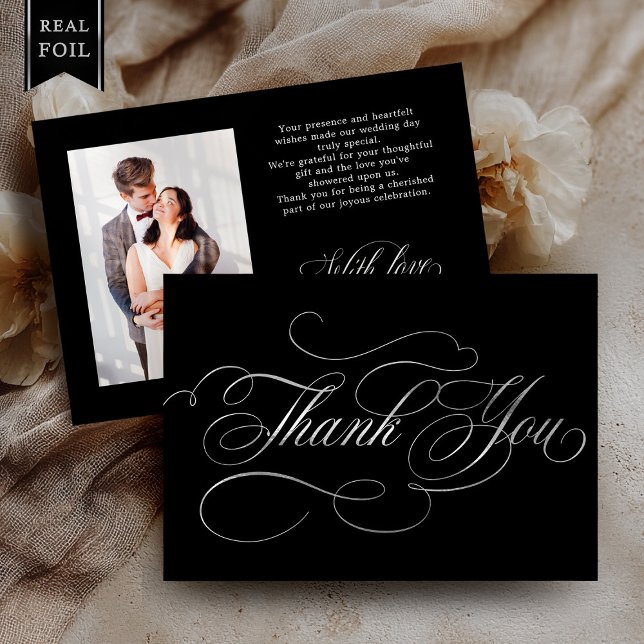 Kalligrafie zeitlos Silberhochzeit Danke Karte (Calligraphy timeless Silver foil wedding Thank you card)