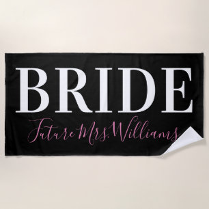 Kalligrafie Zukunft Frau Name Bride Pink Black Strandtuch