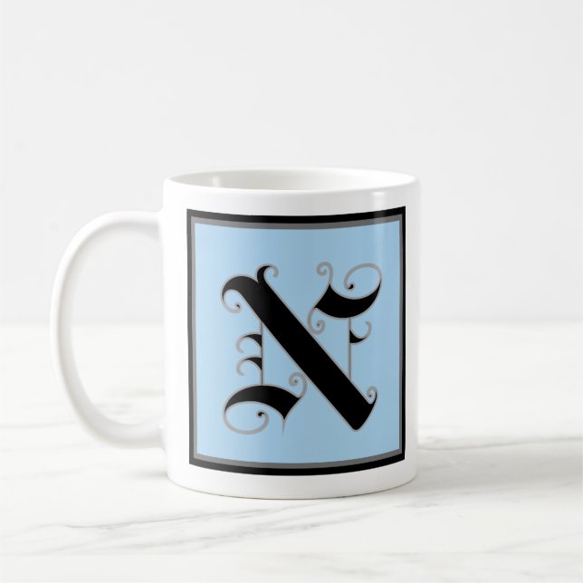 Kalligrafische Hauptstadt Buchstabe N Kaffeetasse (Links)