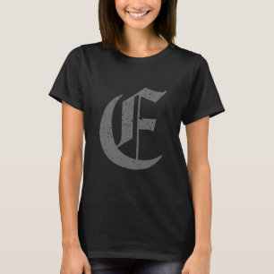 Kalligrafische Hauptstadt Letter E Grunge T-Shirt
