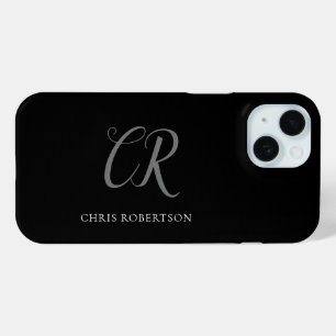 Kalligrafischer Monogrammname Schwarz-weißes benut Case-Mate iPhone Hülle