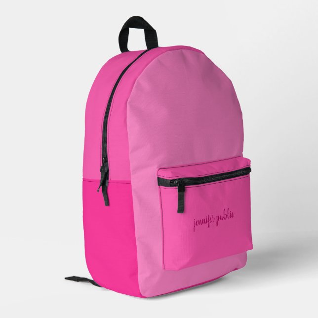 Kalligrafischer Skriptname Rosa Farbpalette Trendy Bedruckter Rucksack (Rückseitige Ecke links)