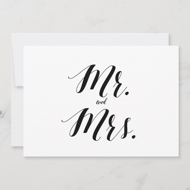 Kalligrafischer Stil "Mr. and Mrs." Hochzeitszeich (Vorderseite)