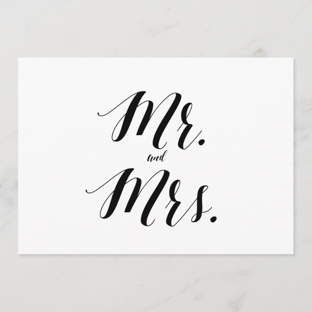 Kalligrafischer Stil "Mr. and Mrs." Hochzeitszeich (Vorderseite)