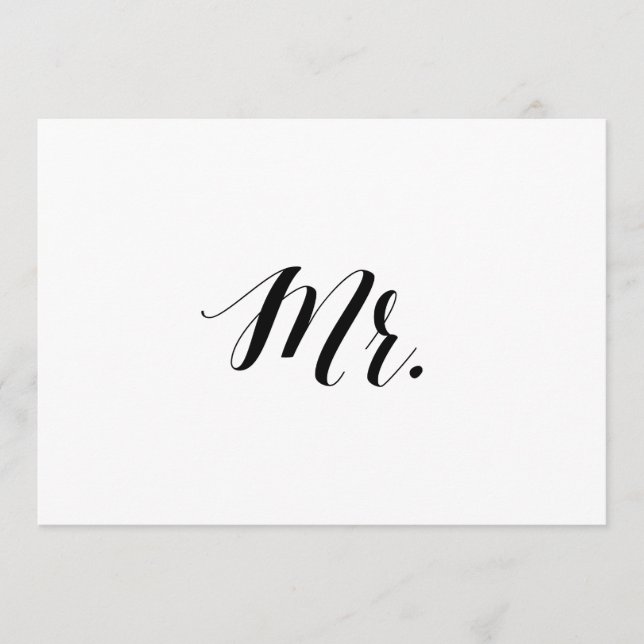 Kalligrafischer Stil "Mr." Hochzeitsstuhlunterschr (Vorderseite)