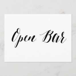 Kalligrafischer Stil "Offene Bar" Hochzeitszeichen Einladung