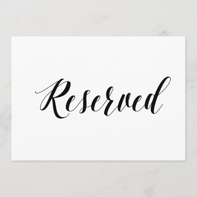 Kalligrafischer Stil "Reserviert" Hochzeitszeichen (Vorderseite)