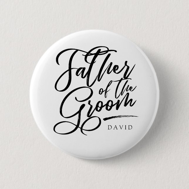 Kalligrafischer Vater des Grooms elegant Button (Vorderseite)
