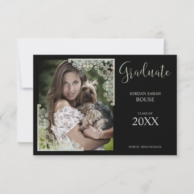 Kalligrafisches Foto Abschluss Lace auf Black (Vorderseite)