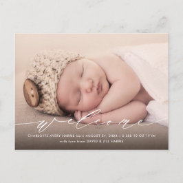 Kalligrafisches Foto Geburtsankündigung Postkarte