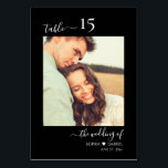 Kalligrafisches Foto Monogram Black Wedding Tischnummer<br><div class="desc">Elegante Kalligrafie Script Heart Black Wedding Tischnummern Doppelseitig mit individuellem personalisierten Foto. Helfen Sie Ihren Gästen mit diesen schlichten, doppelseitigen Tischnummer-Karten, den Sie ganz einfach finden können. Einfaches Hinzufügen von Fotos, Zahlen, Monogramm-Namen mit Herz und Datum! Enthält eine hübsche Handschrift Kalligraphie "die Hochzeit von", "Tisch" Swash Schwanz Schriftart Skript in...</div>