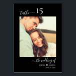 Kalligrafisches Foto Monogram Black Wedding Tischnummer<br><div class="desc">Elegante Kalligrafie Script Heart Black Wedding Tischnummern Doppelseitig mit individuellem personalisierten Foto. Helfen Sie Ihren Gästen mit diesen schlichten, doppelseitigen Tischnummer-Karten, den Sie ganz einfach finden können. Einfaches Hinzufügen von Fotos, Zahlen, Monogramm-Namen mit Herz und Datum! Enthält eine hübsche Handschrift Kalligraphie "die Hochzeit von", "Tisch" Swash Schwanz Schriftart Skript in...</div>