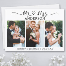 Kalligrafisches Herz 3 Fotos Mr. and Mrs. Wedding