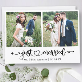 Kalligrafisches Herz nur verheiratet 2 Foto Hochze Ankündigung