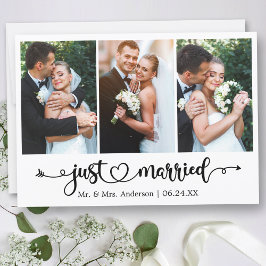 Kalligrafisches Herz nur verheiratet 3 Foto Hochze Ankündigung