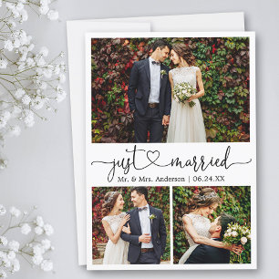 Kalligrafisches Herz nur verheiratet 3 Fotos Hochz Ankündigung