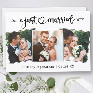 Kalligrafisches Herz nur verheiratet 3 Fotos Hochz Ankündigung