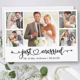 Kalligrafisches Herz nur verheiratet 5 Foto Hochze Ankündigung